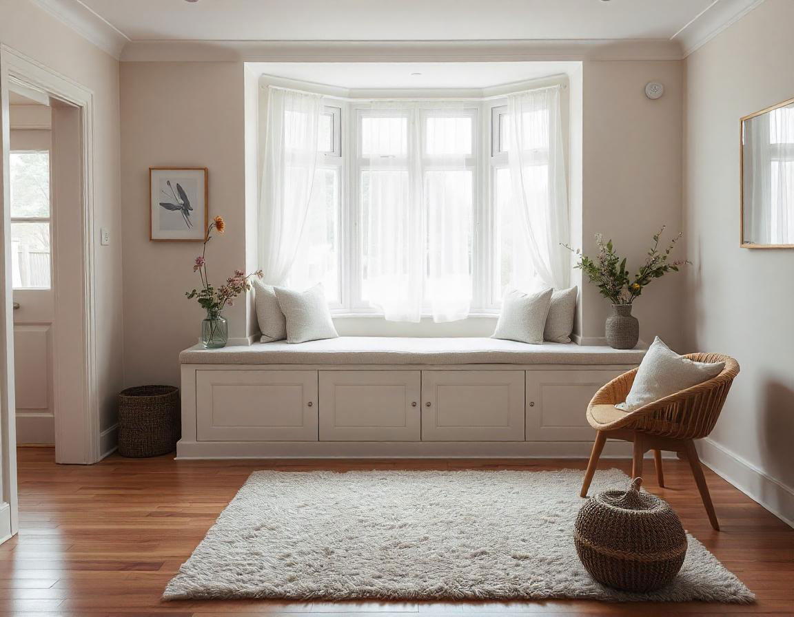 Bay Window Bench Seating with Cupboards