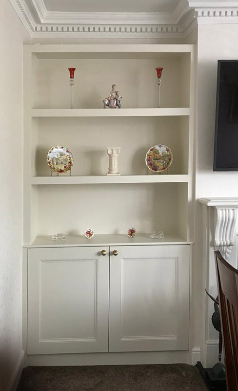 Chimney Breast Alcove cupboards shelves london day