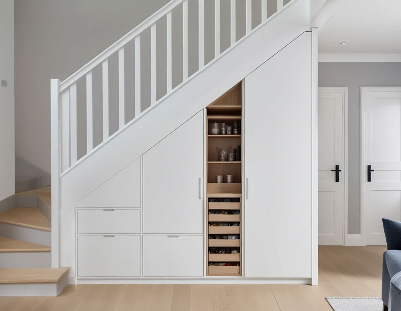 modern under stairs storage