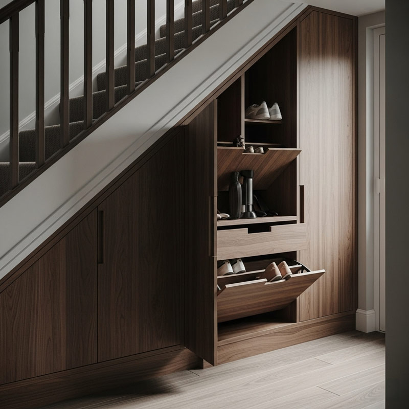 under stairs storage for coats and shoes