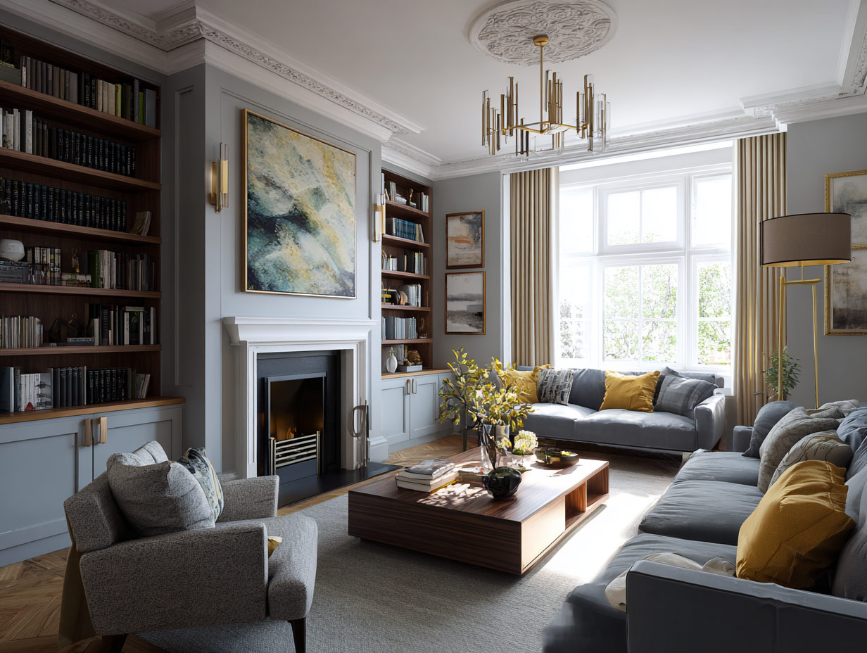 living room built in cabinets