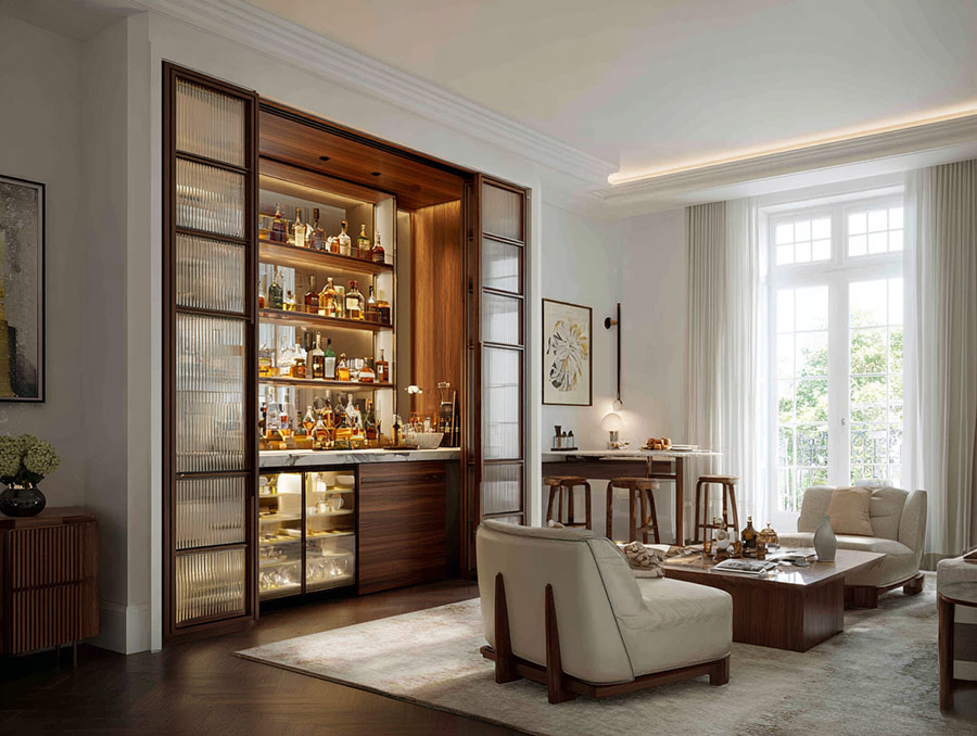 living room fitted furniture integrated bar