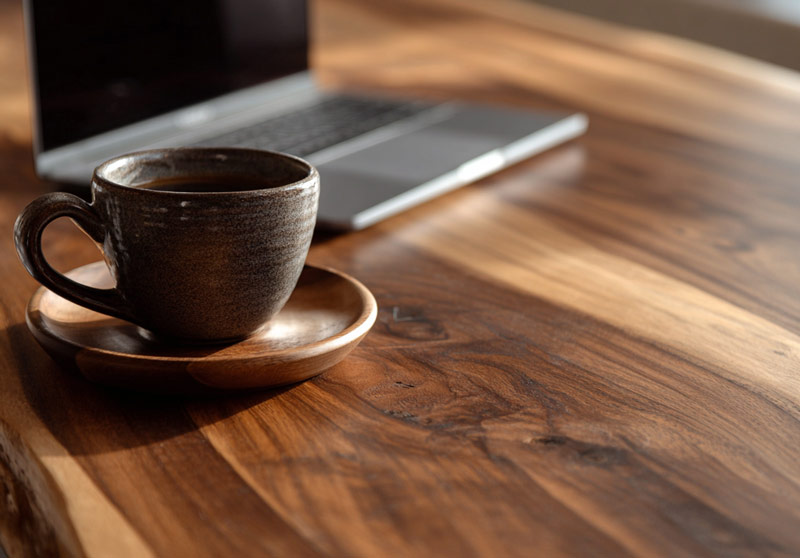 walnut wooden desktop